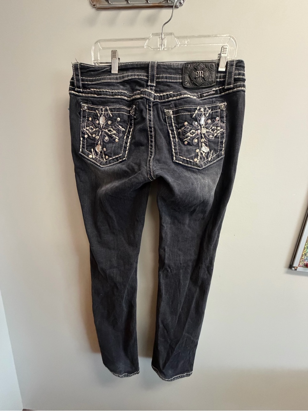 Miss Me Black Boot Cut Jeans with Embellished Back Pockets size 31